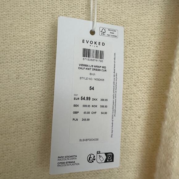 NWT Evoked Vila Womens Curve Viemma L/S Wrap Mid Calf Knit Dress Size US 22 - Picture 5 of 11